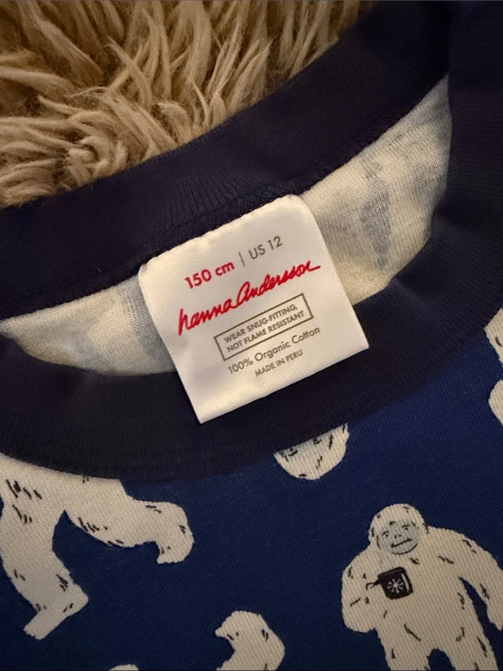 Hanna Andersson Navy Yeti Print Pajama Set Kids Unisex Size 12